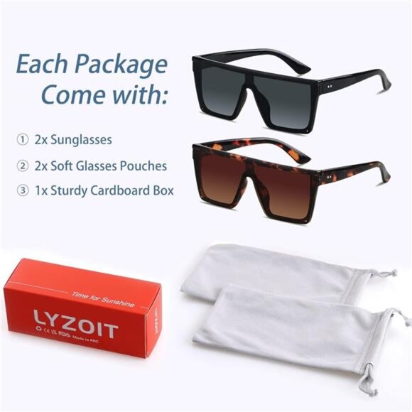 Square Oversized Sunglasses for Women Men Big Flat Top Fashion Shield Large UV - Picture 6 of 7